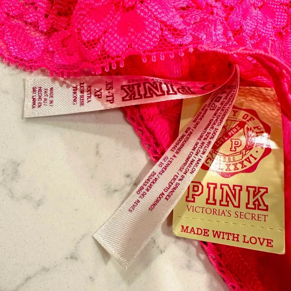 NWT Vintage Pink Victoria’s Secret Lace Thong - Picture 8 of 9